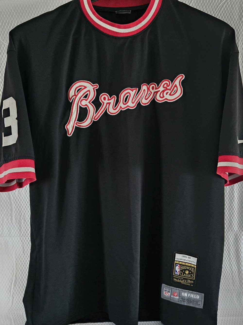 Nike On Field Black & Red Atlanta Braves Hardwood Classics Men's Jersey
